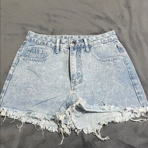 Denim Frayed Hem Women Shorts